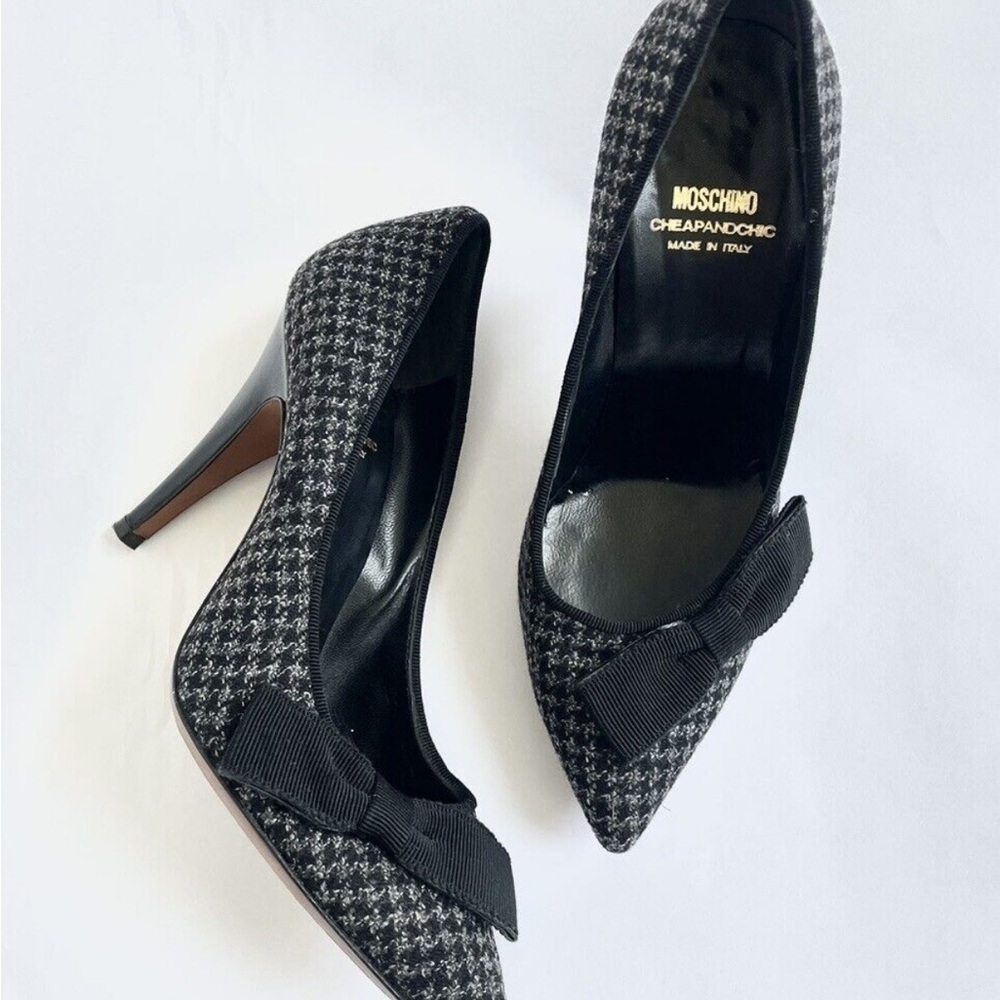 Moschino Cheap and Chic Houndstooth Bow Heels Size 6 - Picture 13 of 13